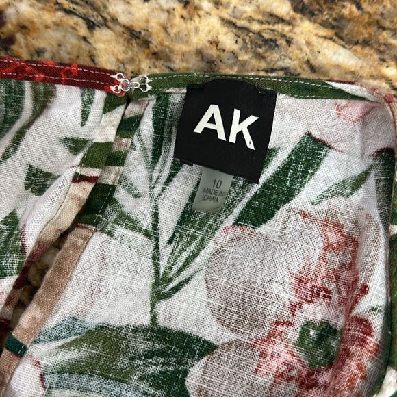 Anne Klein Linen Blend Tropical Print Sleeveless Shift Dress Size 10 - Picture 3 of 9